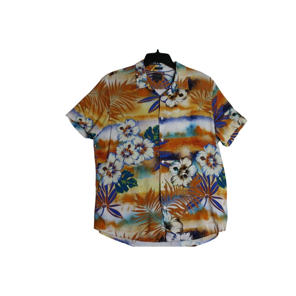 Guess Short Sleeve Hawaiian Floral Button Down Shirt Mens XL